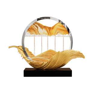 风生水起流沙画酒柜装饰品摆件客厅轻奢高档电视柜办公室2025新款