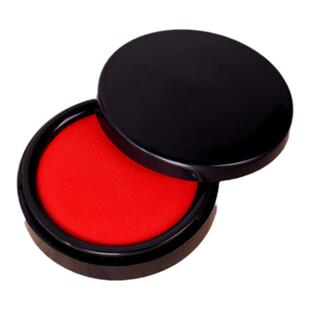 得力红色印台【油性】印泥快干秒干印油财务会计盖章印尼办公用品中号小号便携式速干按手印指纹圆形印泥盒