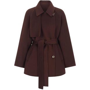 KBNE【羊绒】安可拉红色毛呢外套双面呢子大衣中长款秋冬新款女装