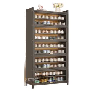 钢制鞋柜家用门口落地多层碳钢防尘鞋架玄关大容量金属防潮置物架