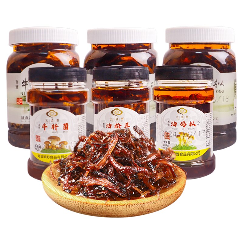 云南特产即食油鸡枞菌松茸牛肝菌子山珍香蕈香菇酱下饭菜小吃拌面