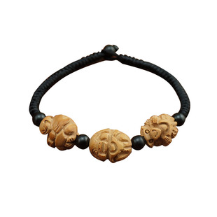 桃木手串十二生肖属相三奇三合贵人虎马狗猪兔羊红绳金刚结手链