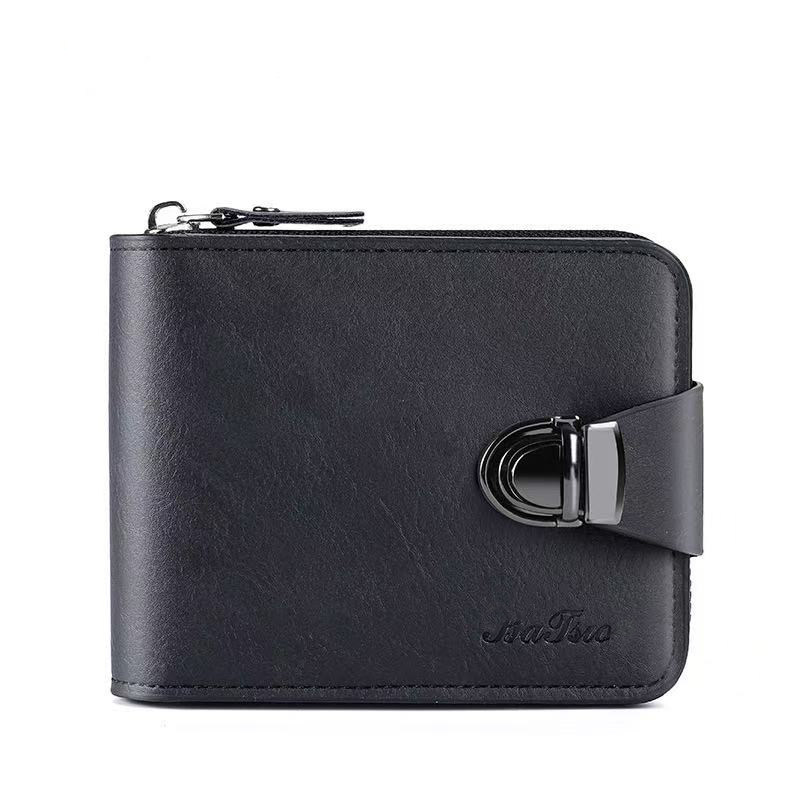 2025男士钱包短款拉链钱包 多卡位大容量小手拿包复古卡夹零钱包