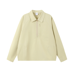 BENPANDA 纯色半开领套头衬衫男休闲翻领长袖外套2026春季新款