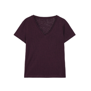 pusumede简约百搭|雪花肌理v领短袖t恤女白色基础款宽松正肩上衣