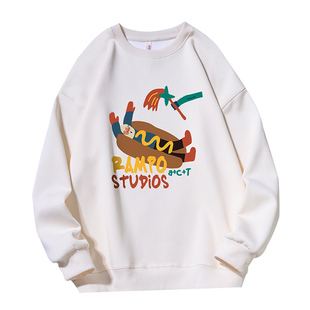 ulzzang小众设计感奶杏色卫衣女宽松韩版百搭学院风减龄上衣外套