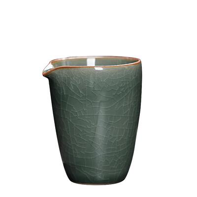 哥窑墨烟家用手抓公道杯