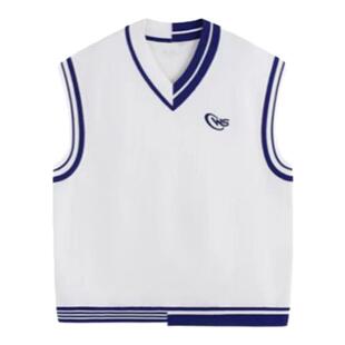 针织马甲女款2025新品春季叠穿背心内搭白色圆领打底衫套装上衣