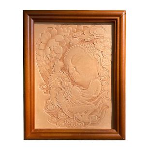 植鞣革皮雕皮艺头层牛皮起鼓大日如来装饰画玄关布景摆件挂件diy