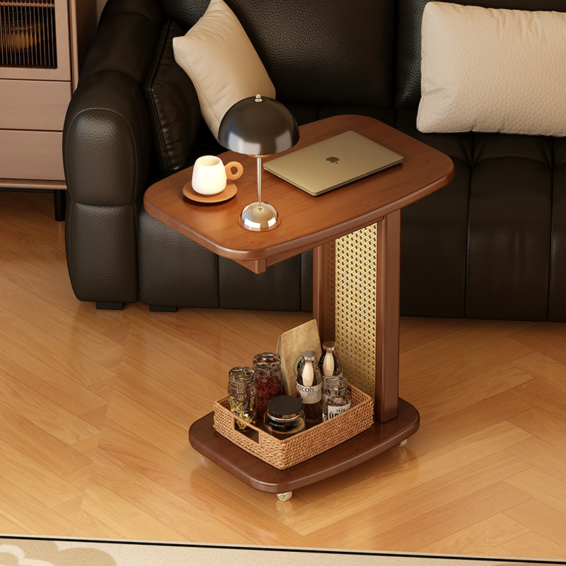 小推车家用边几客厅沙发边柜非实木双层立式茶几可移动简约置物架