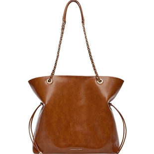 CHARLES&KEITH26夏新款CK2-20782654大容量抽绳链条托特包福袋包