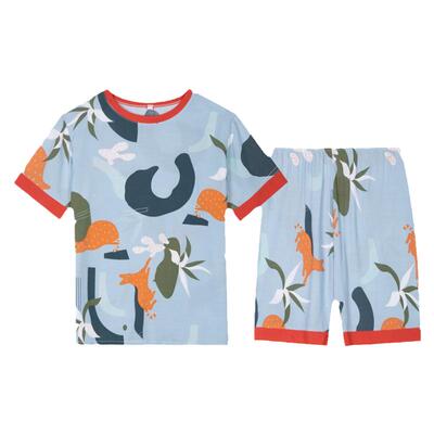 棉绸睡衣女夏短袖短裤可外穿日式