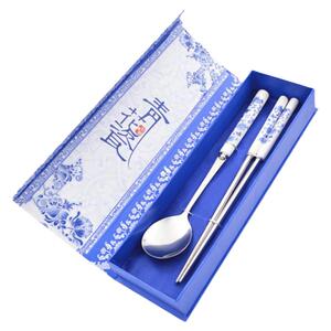青花瓷餐具刀叉勺筷子套装