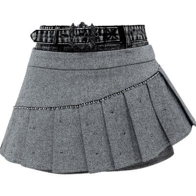 LULUALWAYS【商场同款】秋季新款复古通勤简约不规则百褶短裙