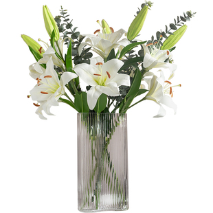 ladylike手感假花百合花仿真花装饰花高档客厅电视柜简约茶几摆件