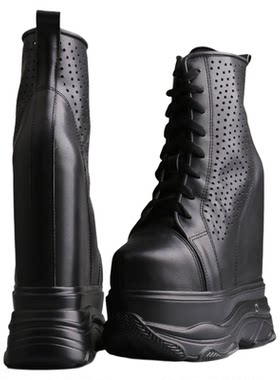 真皮内增高超高跟马丁短靴17CM