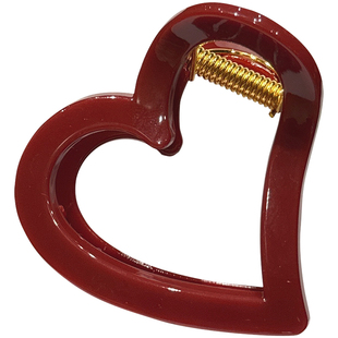 高级感红色爱心镂空盘发抓夹中号半扎发女鲨鱼夹后脑勺头饰发饰