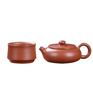 钦州坭兴陶全手工茶壶扁玉壶 送品茗古铜色复古中式扁圆茶壶 高端