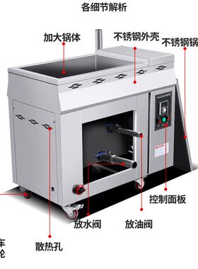 油水分离炸炉商用不锈钢自动控温电炸锅燃气煤气油炸机流动摆摊