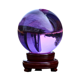 紫色水晶球玻璃球酒柜玄关室办公桌隔断客厅家居装饰摆放卧室摆件
