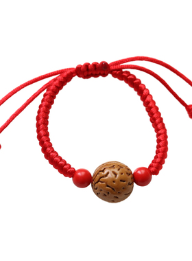 婴儿防惊吓平安桃核朱砂手链
