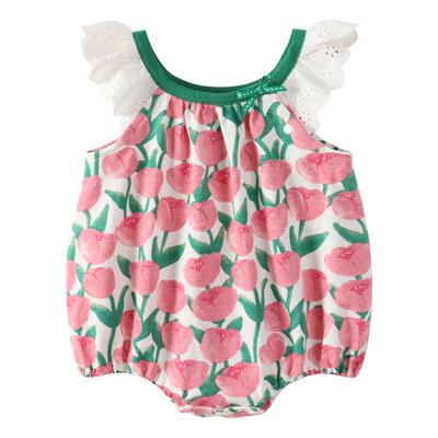 modomoma公主女宝花边吊带爬服