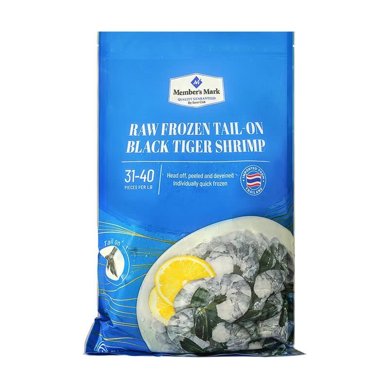 山姆代购泰国进口生冷冻带尾黑虎虾仁908g山姆黑虎虾仁冷链运输