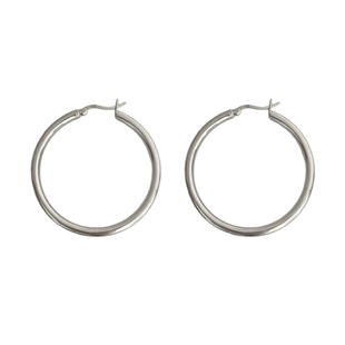 通体S925纯银大圆圈耳环女高级感欧美几何光面耳圈气质百搭耳饰