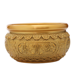 黄铜香炉家用室内供奉祖先供佛聚宝盆米缸插香上香大号三足宣德炉