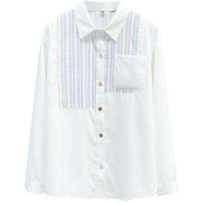 小个子气质通勤休闲拼接百搭衬衫