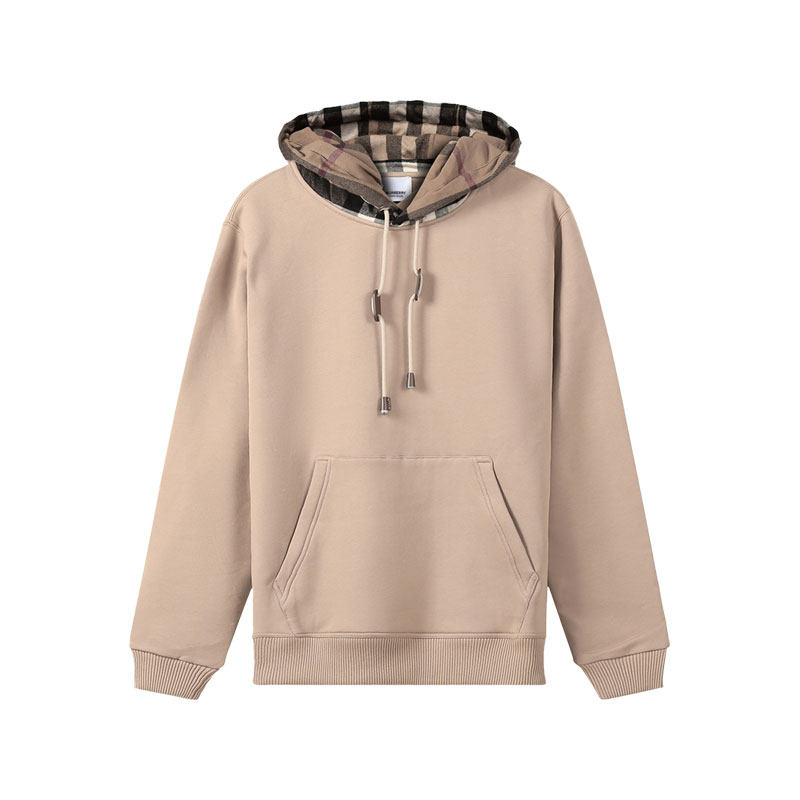 【自营】BURBERRY/博柏利男款加绒宽松连帽卫衣格纹 8045006