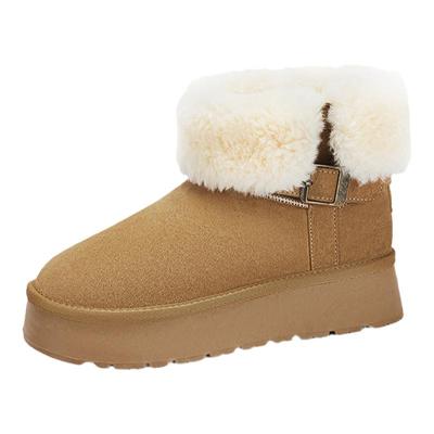 达芙妮厚底雪地靴女加绒加厚棉鞋