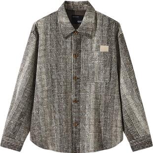 GXG男装25春季款轻熟编织肌理感小香风外套翻领夹克#G25D211021