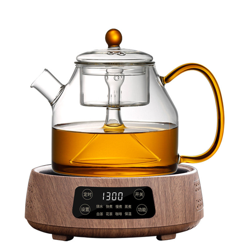 大容量全玻璃蒸茶壶耐热加厚玻璃煮茶器电陶炉加热煮黑茶蒸汽茶壶