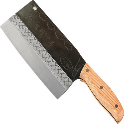 伏联gcr15轴承钢菜刀厨师锋利切片刀铁刀家用切菜切肉传统锻打