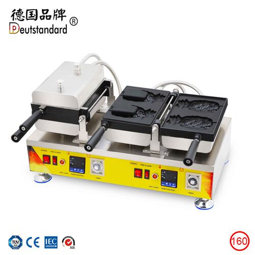 新品夏季限定清爽双头数显版开口菠萝形圣代彩虹冰淇淋华夫鲷鱼机