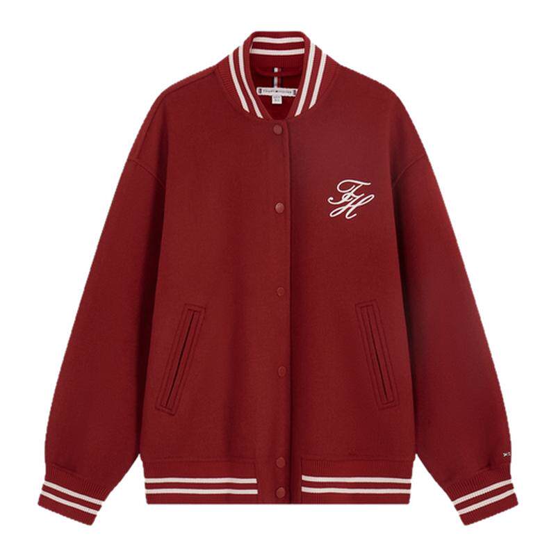 Tommy女装羊毛混纺棒球宽松大衣