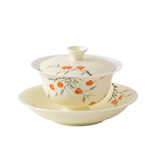 众人品单个家用带盖陶瓷三才盖碗防烫可悬停泡茶功夫茶具茶碗茶杯