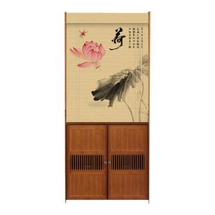 佛龛遮挡帘家用免打孔供桌佛柜复古门帘菩萨佛像隔断帘新中式竹帘