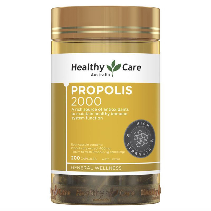 澳洲直邮Healthy Care黑蜂胶2000mg蜂胶高浓度天然免役血唐 200粒