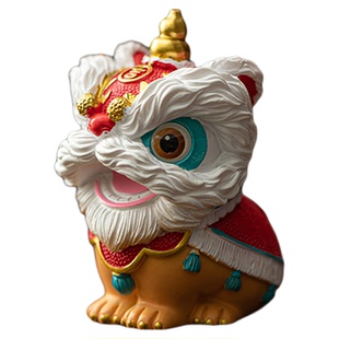 新中式国潮风招财进宝醒狮摆件茶宠汽车桌面装饰可爱家居饰品送礼