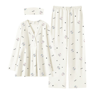 带头巾月子服纯棉全棉吸汗A类孕妇睡衣春夏季薄款产后哺乳家居服