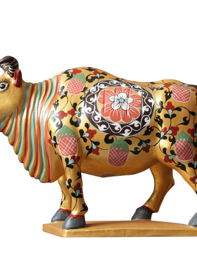 陶瓷五牛图摆件鎏金软装艺术品