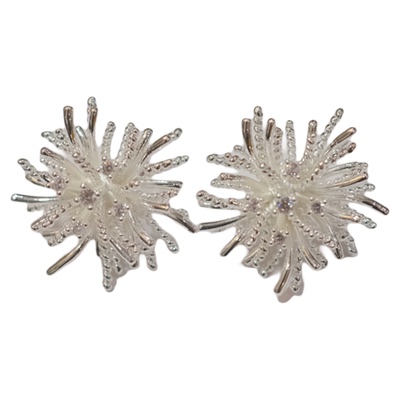 知更鸟爆闪法式金银立体花束耳钉