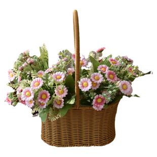 ins风儿童拍照道具手提蓝 婚纱摄影外景旅拍花篮草坪野餐装饰摆件