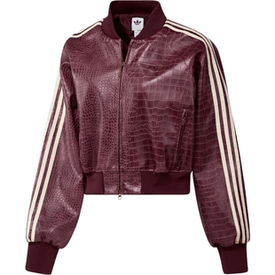 adidas阿迪达斯三叶草女子运动休闲宽松仿皮夹克外套KD8792