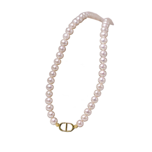 小立交 5.5-6mm天然淡水珍珠强光近圆项链复古锁骨链S925银礼物