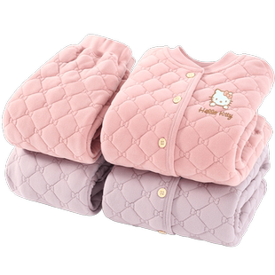 女童校服神器内搭棉服儿童保暖衣秋冬夹棉外套棉东北厚袄棉裤套装