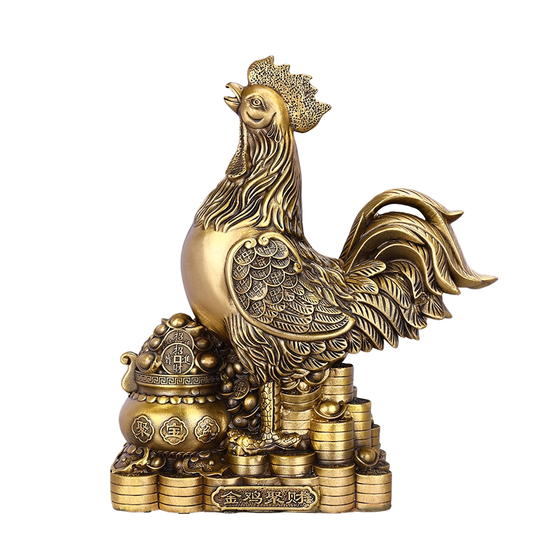 铜金鸡聚财金鸡聚宝盆摆件装饰品