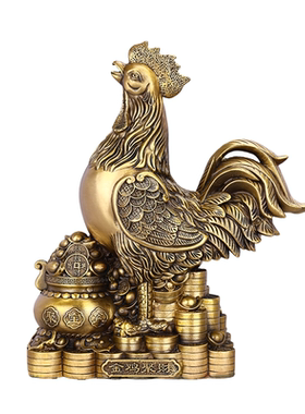 铜金鸡聚财金鸡聚宝盆摆件装饰品
